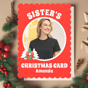 Festividades Cartão de Natal com Foto Personalizada da Irmã