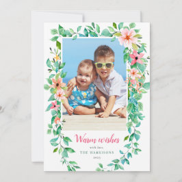 Festividades Cartão de Natal com Foto Tropical