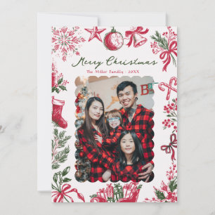 Festividades Cartão de Natal Com Fotografia Desenhada À Mão