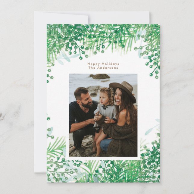 Festividades Cartão de Natal com Fotos de Folhas de Inverno Ver (Frente)