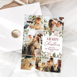 Festividades Cartão de Natal com Grade de Fotografias Dourada 5
