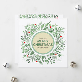 Festividades Cartão de Natal com Grinalda de Aquarela