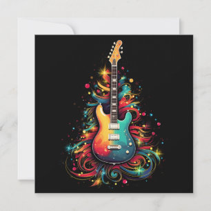 Festividades cartão de Natal com guitarra de Natal