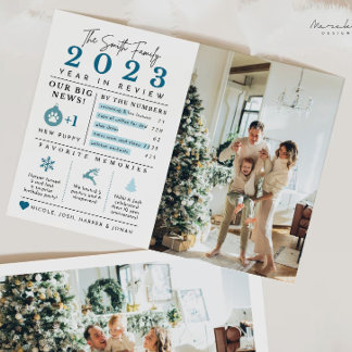 Festividades Cartão de Natal com Infográfico de Revisão do Ano 
