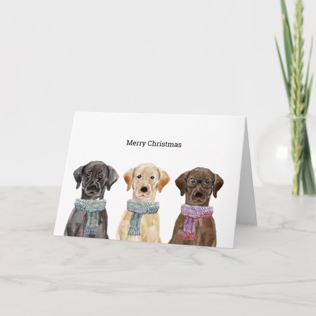 Festividades Cartão de Natal com Labradores de inverno (Frente)
