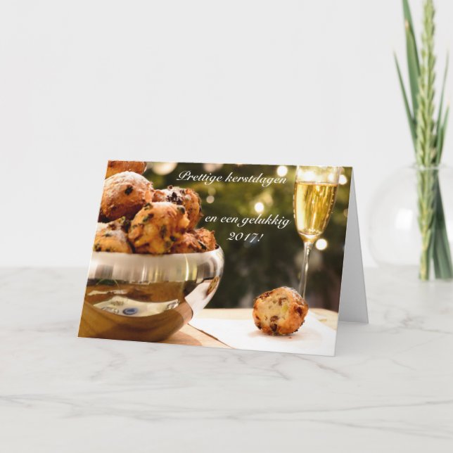 Festividades Cartão de Natal com oliebollen e texto (Frente)