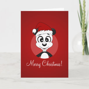 Festividades cartão de Natal com panda de desenho animado