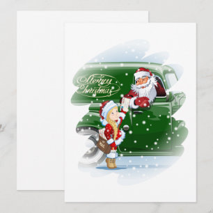 Festividades Cartão de Natal com Papai Noel de desenho animado