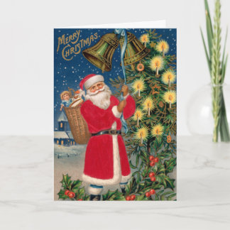 Festividades Cartão de Natal com Papais noeis Vintage