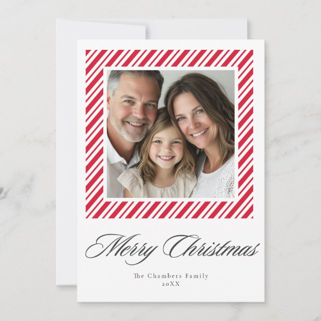 Festividades Cartão de Natal com quadro Pepermint Clássico (Frente)