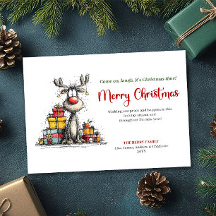 Festividades Cartão de Natal com renascimento quirk de aquarela