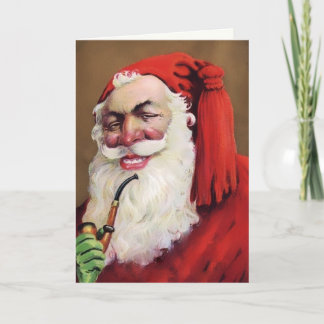Festividades Cartão de Natal com Rosto Assustador de Papai Noel