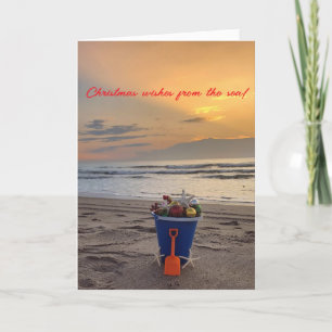 Festividades Cartão de Natal com Starfish, tema de praia dobrad