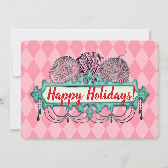 Festividades Cartão de Natal com tricô de fio Chandelier (Frente)