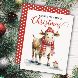 Festividades Cartão de Natal com Vaca Engraçada