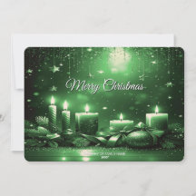 Cartão de Natal com Velas Verdes