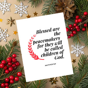 Festividades Cartão de Natal com Versículo da Bíblia Mateus 5:9