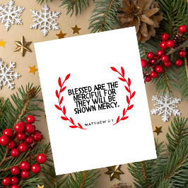 Festividades Cartão de Natal com Versículo de Matthew 5:7