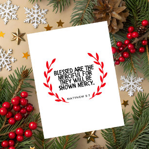 Festividades Cartão de Natal com Versículo de Matthew 5:7