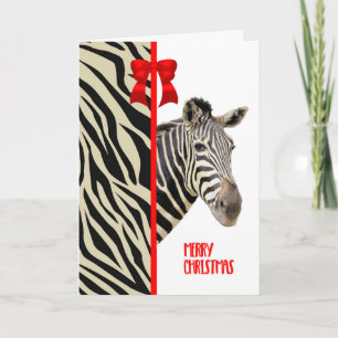 Festividades Cartão de Natal com Zebra, Stripes e Arco Vermelho