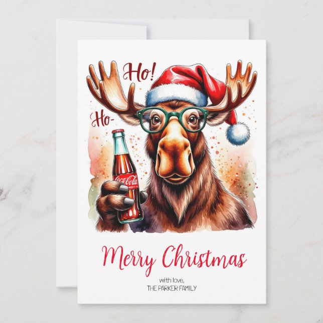 Festividades Cartão de Natal Cool Moose Alegre (Frente)