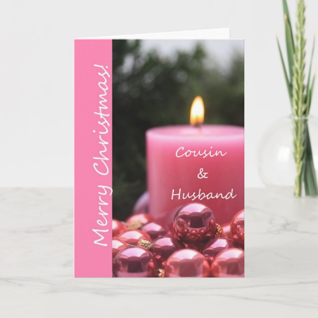 Festividades Cartão de natal cor-de-rosa para primo e marido (Frente)