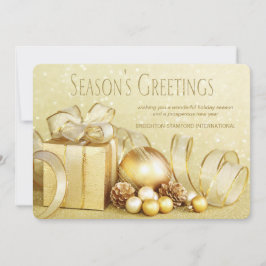 Festividades Cartão de Natal Corporativo Elegante em Dourado