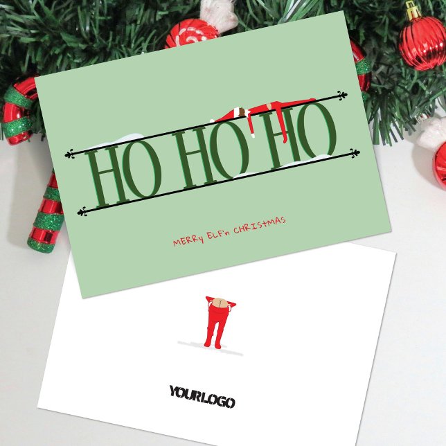 Festividades Cartão de Natal Corporativo Elf Verde Shenanigans (Criador carregado)