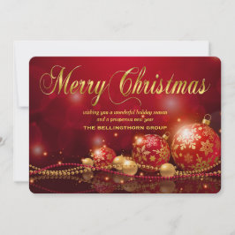 Festividades Cartão de Natal Corporativo Enfeite Dourado Vermel