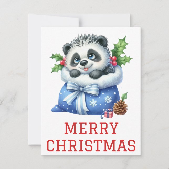 Festividades Cartão de Natal Cubo de Urso Panda (Frente)
