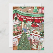 Cartão de Natal da aldeia de neve