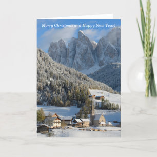 Festividades Cartão de Natal da aldeia Dolomites Alps