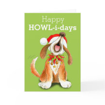 Cartão de Natal da arte do cão do canto da canção