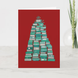 Festividades Cartão de Natal da Árvore do Livro: Fundo Vermelho