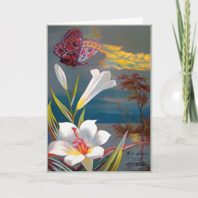 Festividades Cartão de Natal da Borboleta Vitoriana (Frente)