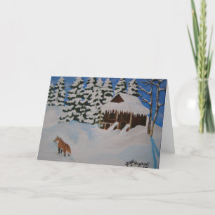 Festividades Cartão de Natal da Cabra de inverno Fox