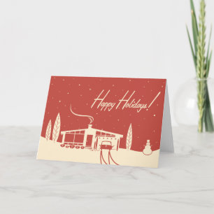 Festividades Cartão de Natal da Casa do Século médio: Vermelho