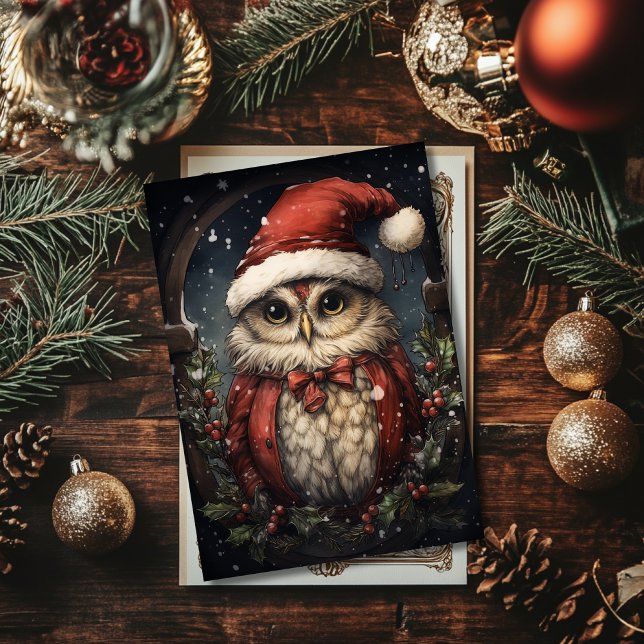 Festividades Cartão de Natal da Coruja Santa Flat (Criador carregado)