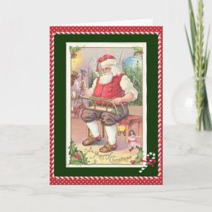 Festividades Cartão de Natal da criança, Papais noeis Vintage