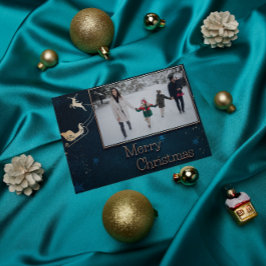 Festividades Cartão de Natal da família Blue Starry Night