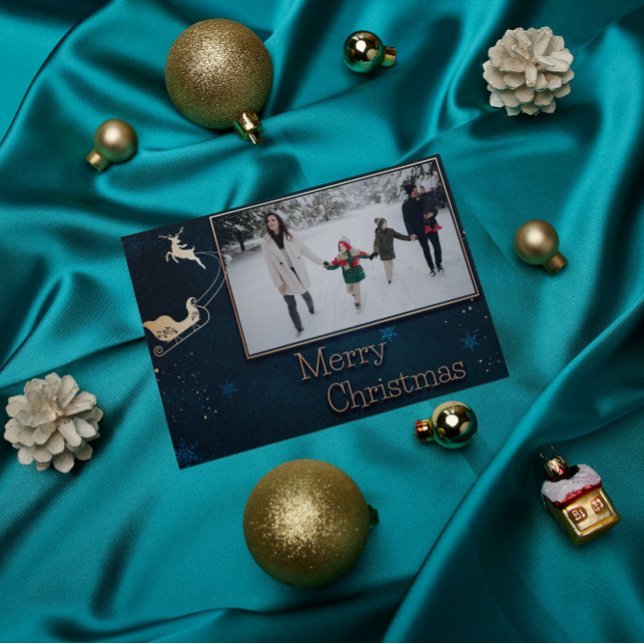 Festividades Cartão de Natal da família Blue Starry Night (Criador carregado)