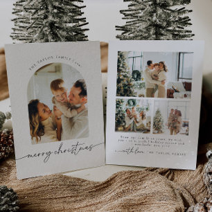 Festividades Cartão de Natal da Família de Fotos Moderna Minima