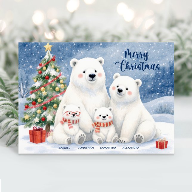 Festividades Cartão de Natal da Família de Urso Polar Bonito (Criador carregado)