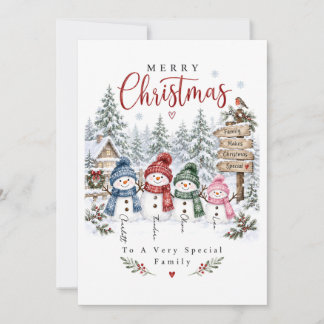 Festividades Cartão de Natal da Família do Boneco de Neve Feliz
