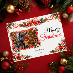 Festividades Cartão de Natal da Família Feliz Natal com Cana-de