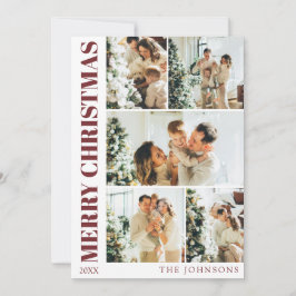 Festividades Cartão de Natal da Família Na moda Vermelha Modern