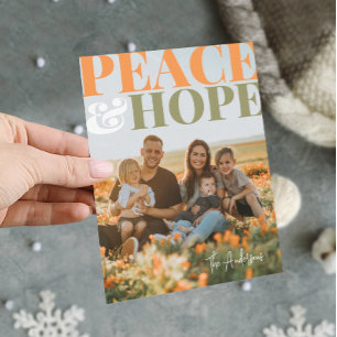 Festividades Cartão de Natal Da Família Peace And Hope Holiday