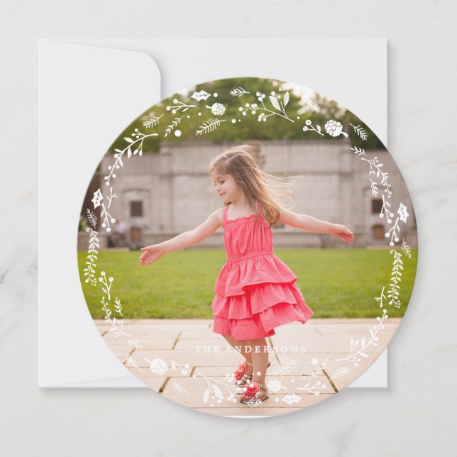 Festividades Cartão de Natal da Folhagem de inverno (Frente)