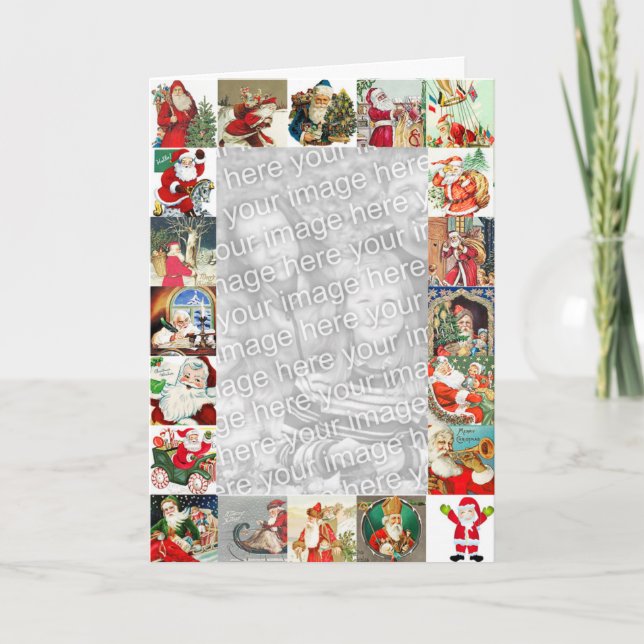 Festividades Cartão de Natal da foto de família de 25 Santa (Frente)