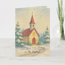 Cartão de Natal da Igreja Noite de Inverno Estrela